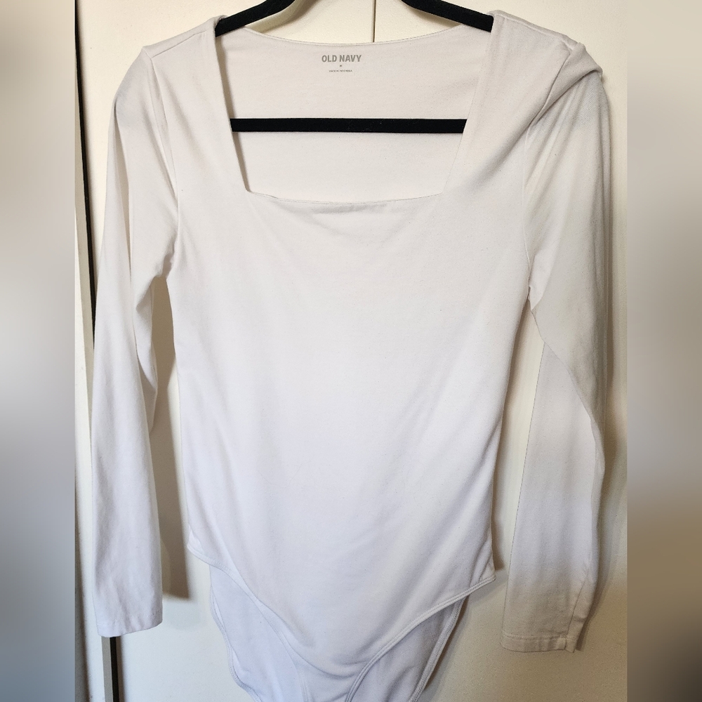 Old Navy Women's Cream Long Sleeve Bodysuit